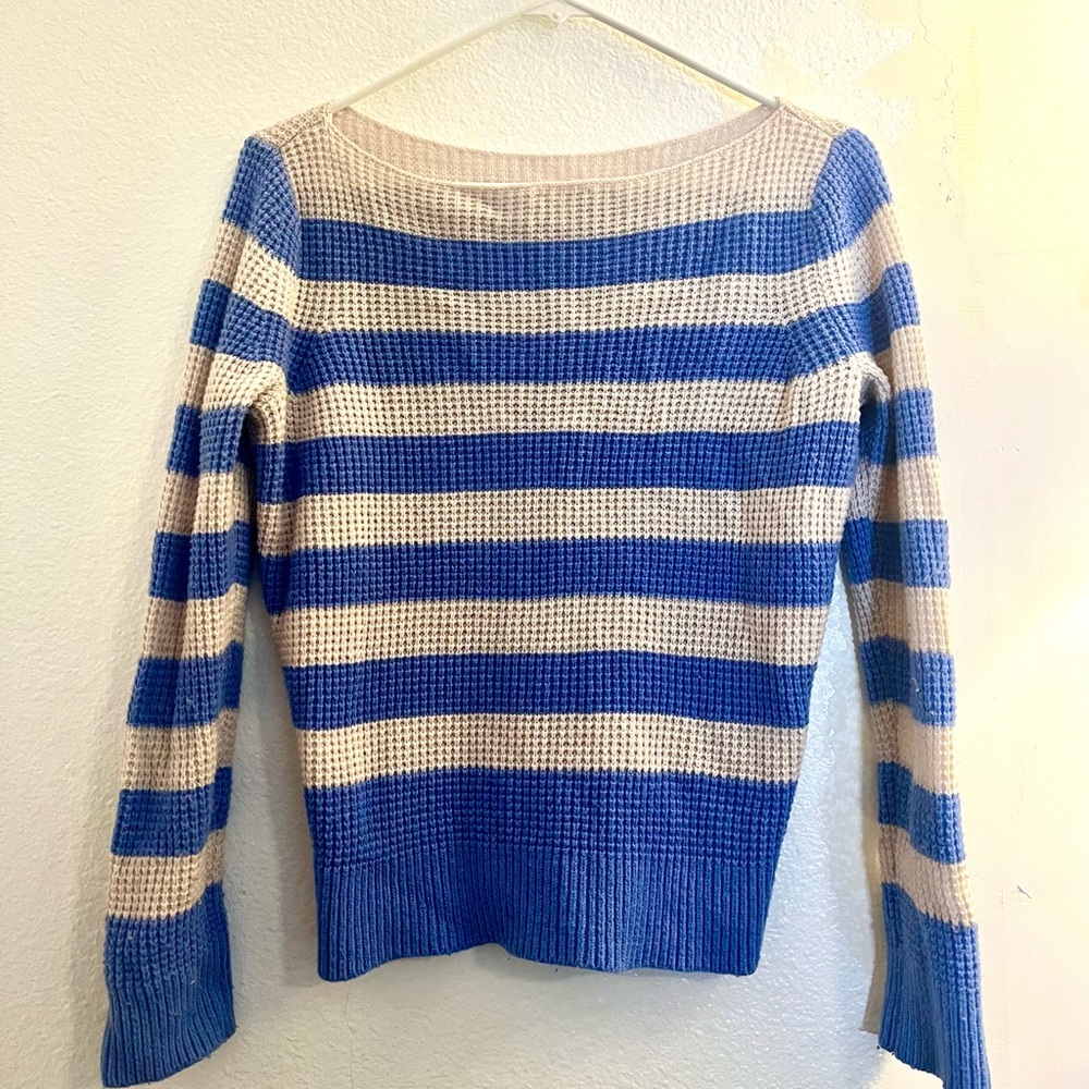 Gap Stripe Boatneck Pullover Sweater in Moore Blue Pre-Owned Condition